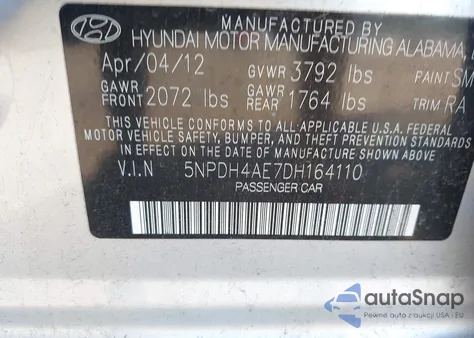 2013 Hyundai Elantra Limited из США, поврежденный, VIN 5NPDH4AE7DH164110